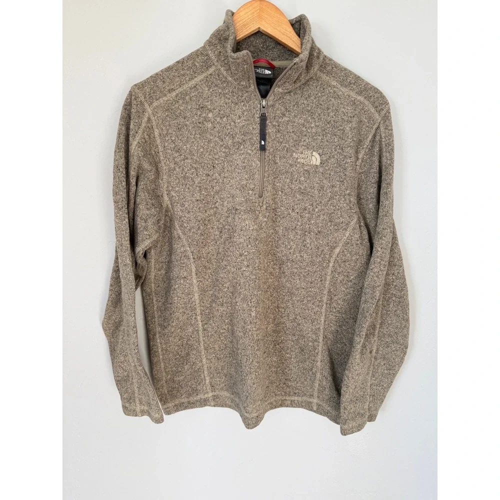 The North Face Gordon Lyons Quarter‎ Zip Fleece Sweater Mens Small Brown Heather